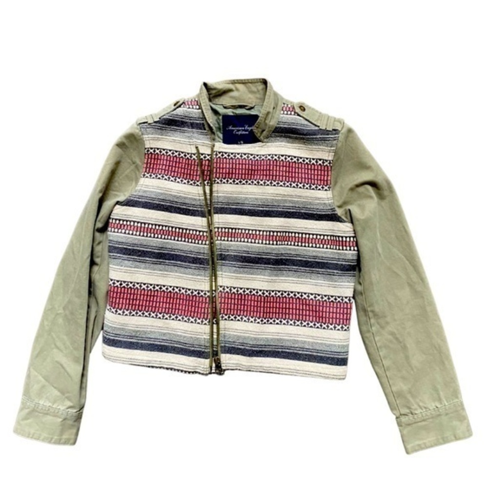 American Eagle Cropped Jacket With Diagonal Zip G… - image 2